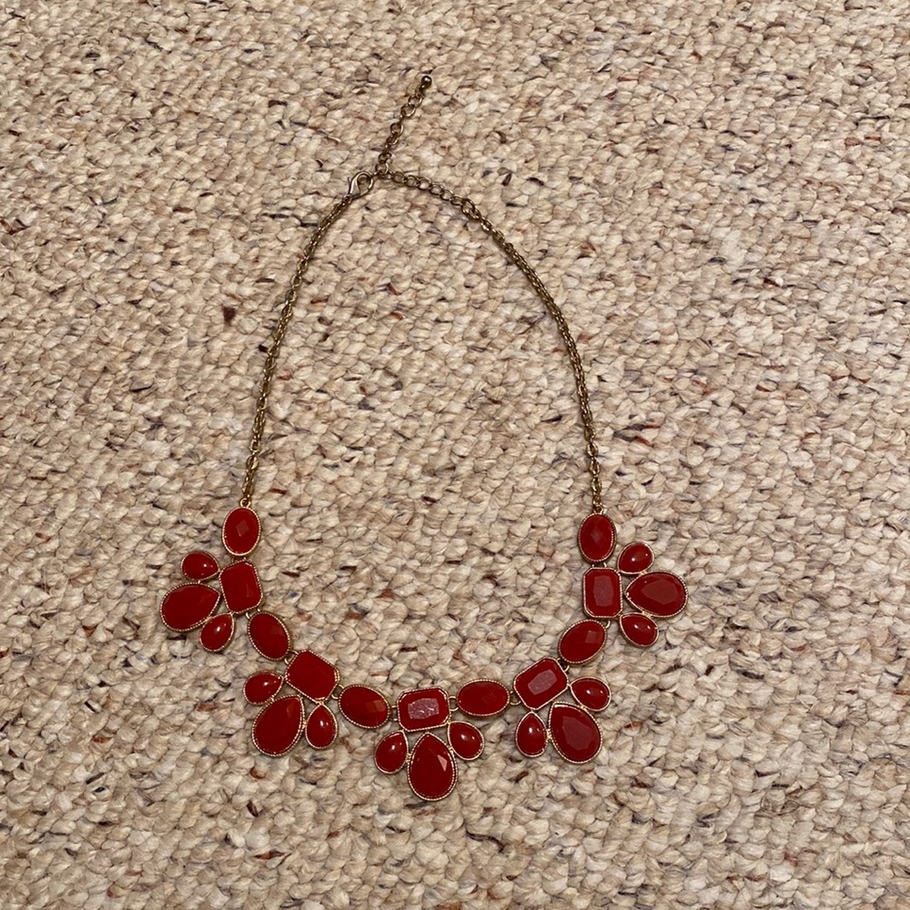 Red jewel statement necklace